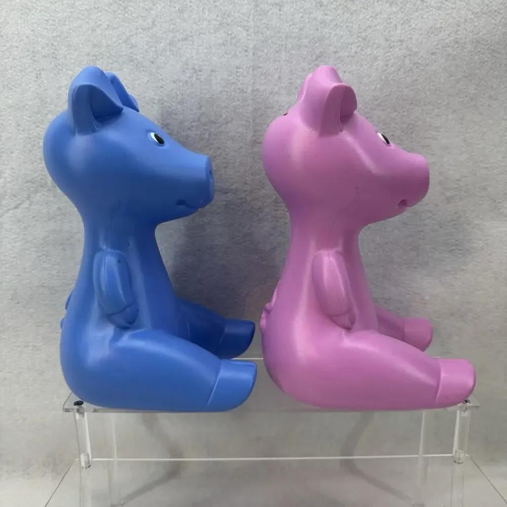 2 EUC Ikea Pink & Blue Piggy Banks Monika Mulder Plastic Kids Retro Pop Art